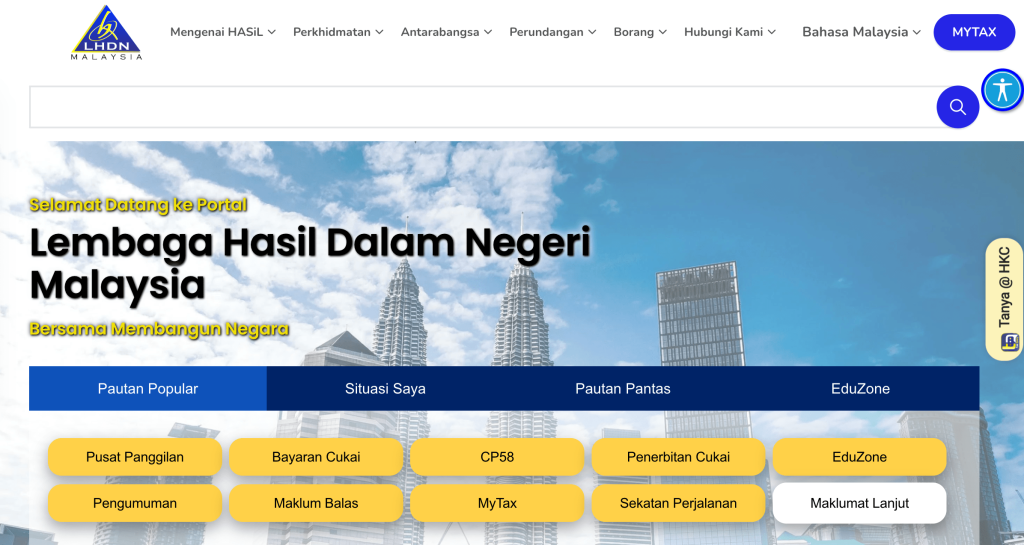 Tangkap layar laman web LHDN.